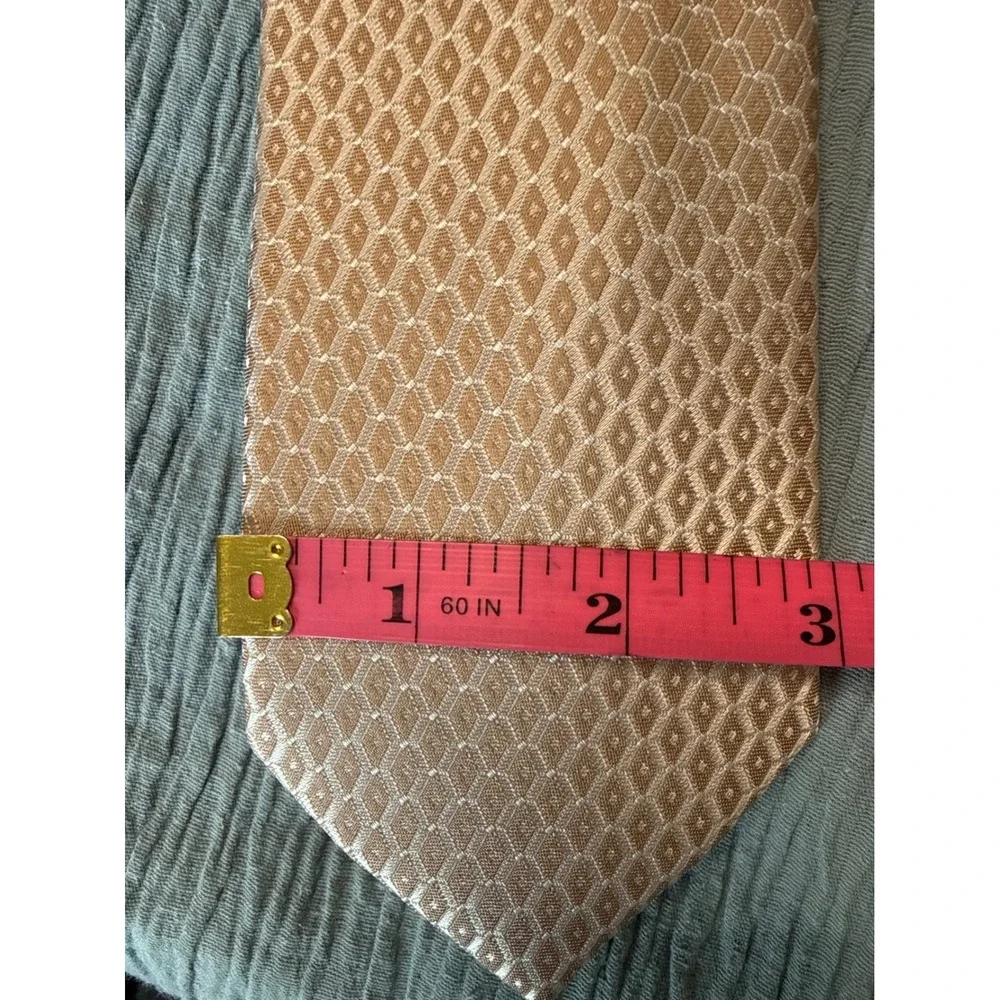 Calvin Klein Mens Gold Champagne Diamond Geometric Textured Necktie‎ Wedding NEW